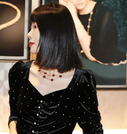 EMKOSUNG 18K Gold  Plated  20 Flowers Four Leaf Clover Necklaces for Women