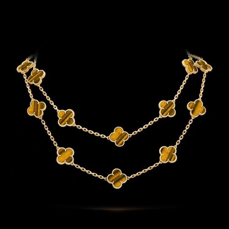 EMKOSUNG 18K Gold  Plated  20 Flowers Four Leaf Clover Necklaces for Women