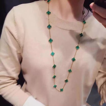 EMKOSUNG 18K Gold  Plated  20 Flowers Four Leaf Clover Necklaces for Women