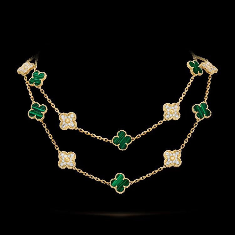 EMKOSUNG 18K Gold  Plated  20 Flowers Four Leaf Clover Necklaces for Women