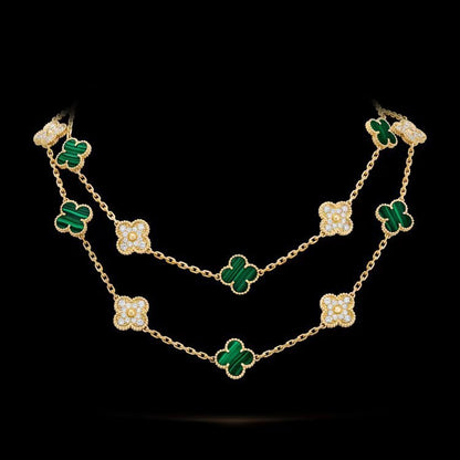 EMKOSUNG 18K Gold  Plated  20 Flowers Four Leaf Clover Necklaces for Women