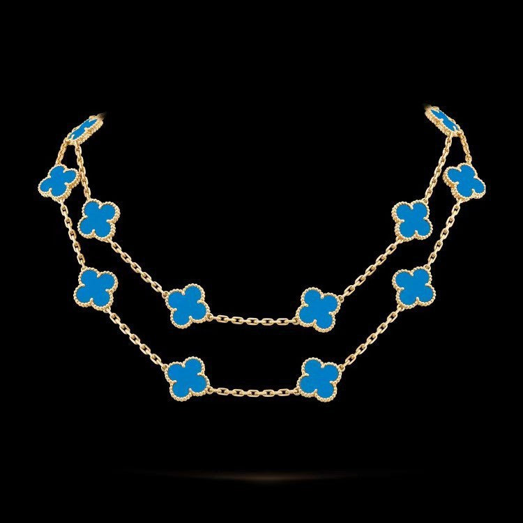 EMKOSUNG 18K Gold  Plated  20 Flowers Four Leaf Clover Necklaces for Women