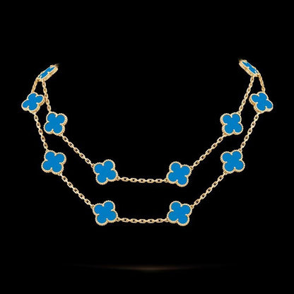 EMKOSUNG 18K Gold  Plated  20 Flowers Four Leaf Clover Necklaces for Women