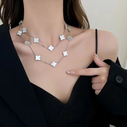 EMKOSUNG 18K Gold  Plated  20 Flowers Four Leaf Clover Necklaces for Women