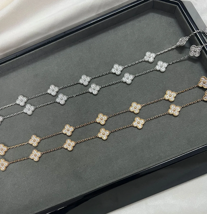 EMKOSUNG 18K Gold  Plated  20 Flowers Four Leaf Clover Necklaces for Women