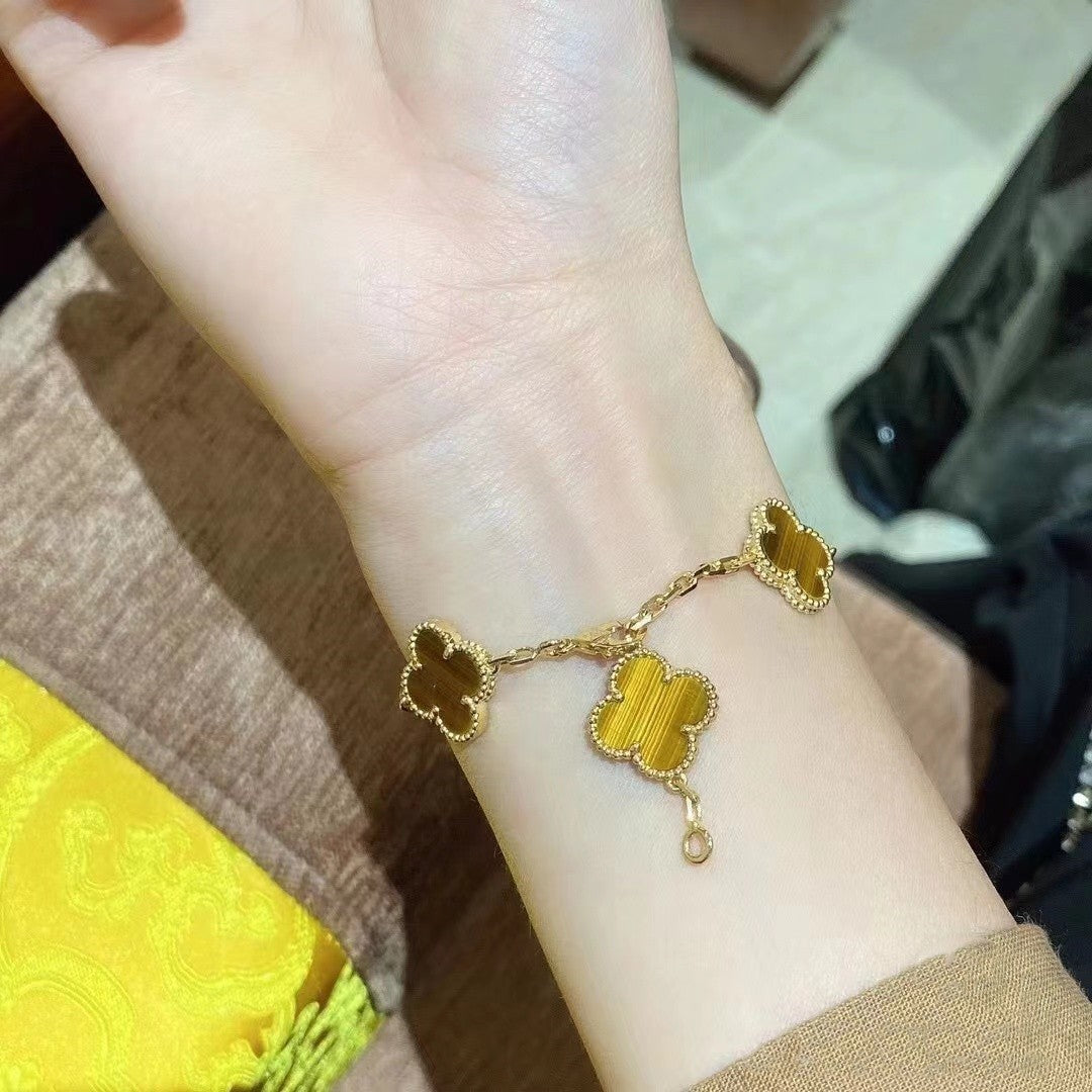 EMKOSUNG 18K Gold  Plated  Four Leaf Clover Bracelets for Women