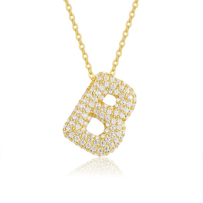 EMKOSUNG 18K Gold  Plated  Light Luxury  Moissanite Initial Letter  Necklaces for Women