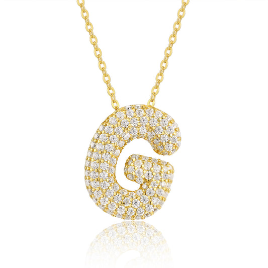 EMKOSUNG 18K Gold  Plated  Light Luxury  Moissanite Initial Letter  Necklaces for Women