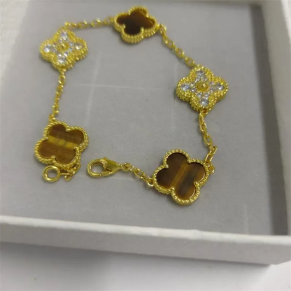 EMKOSUNG 18K Gold  Plated  Four Leaf Clover Bracelets for Women