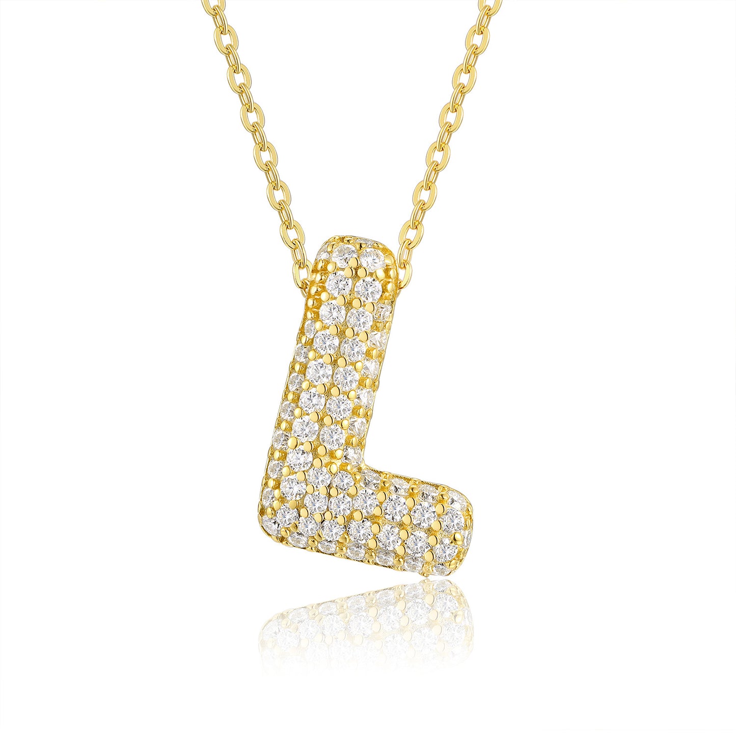 EMKOSUNG 18K Gold  Plated  Light Luxury  Moissanite Initial Letter  Necklaces for Women