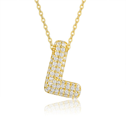 EMKOSUNG 18K Gold  Plated  Light Luxury  Moissanite Initial Letter  Necklaces for Women