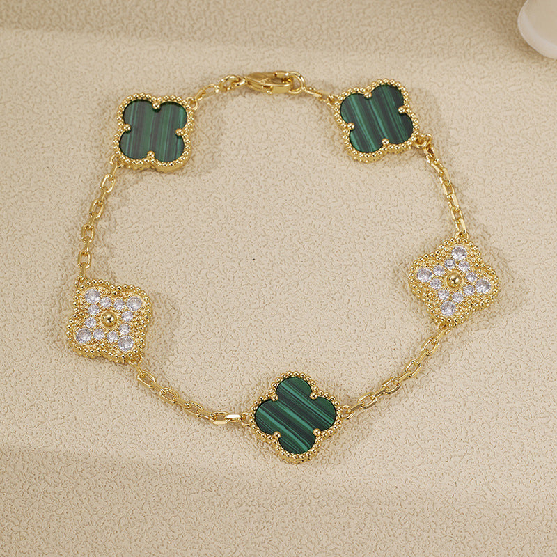 EMKOSUNG 18K Gold  Plated  Four Leaf Clover Bracelets for Women