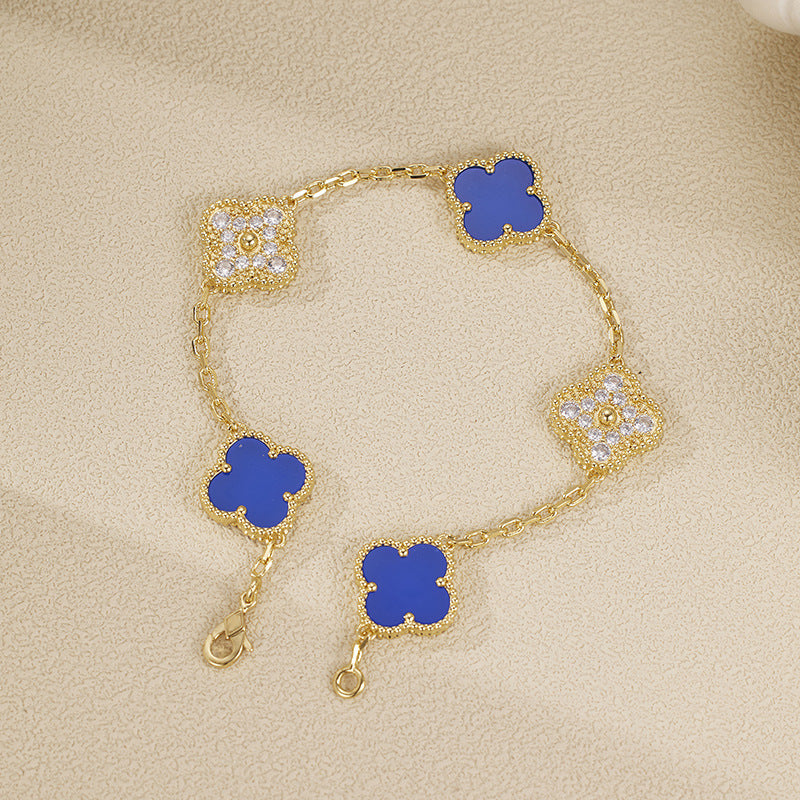 EMKOSUNG 18K Gold  Plated  Four Leaf Clover Bracelets for Women