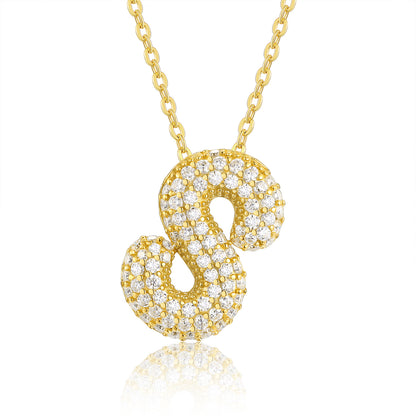 EMKOSUNG 18K Gold  Plated  Light Luxury  Moissanite Initial Letter  Necklaces for Women