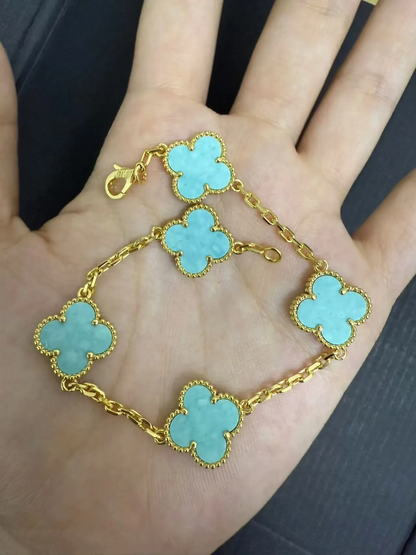 EMKOSUNG 18K Gold  Plated  Four Leaf Clover Bracelets for Women