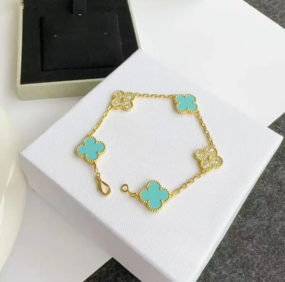 EMKOSUNG 18K Gold  Plated  Four Leaf Clover Bracelets for Women