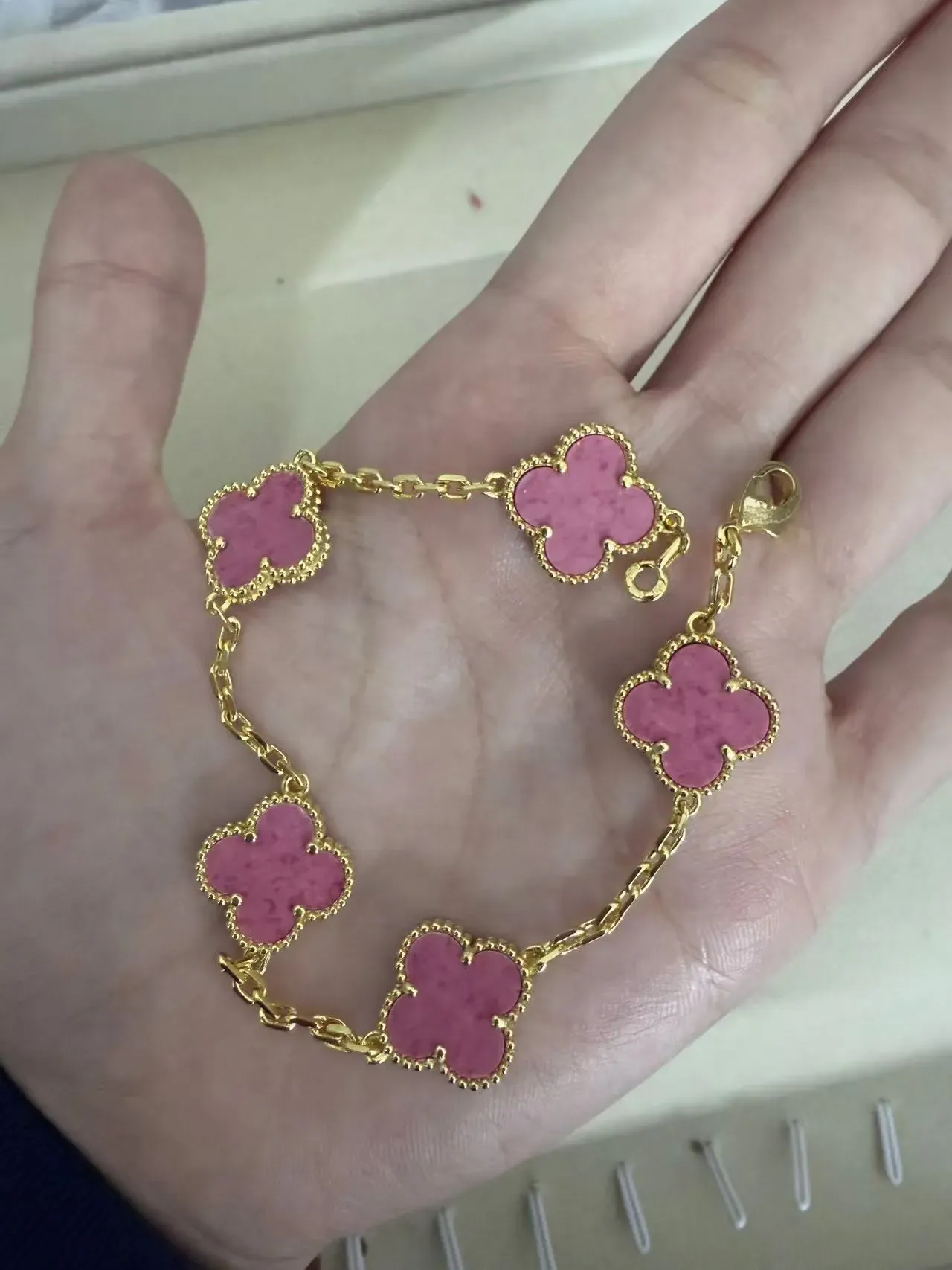 EMKOSUNG 18K Gold  Plated  Four Leaf Clover Bracelets for Women