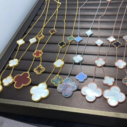 EMKOSUNG 18K Gold  Plated  6 Flowers Four Leaf Clover Necklaces for Women