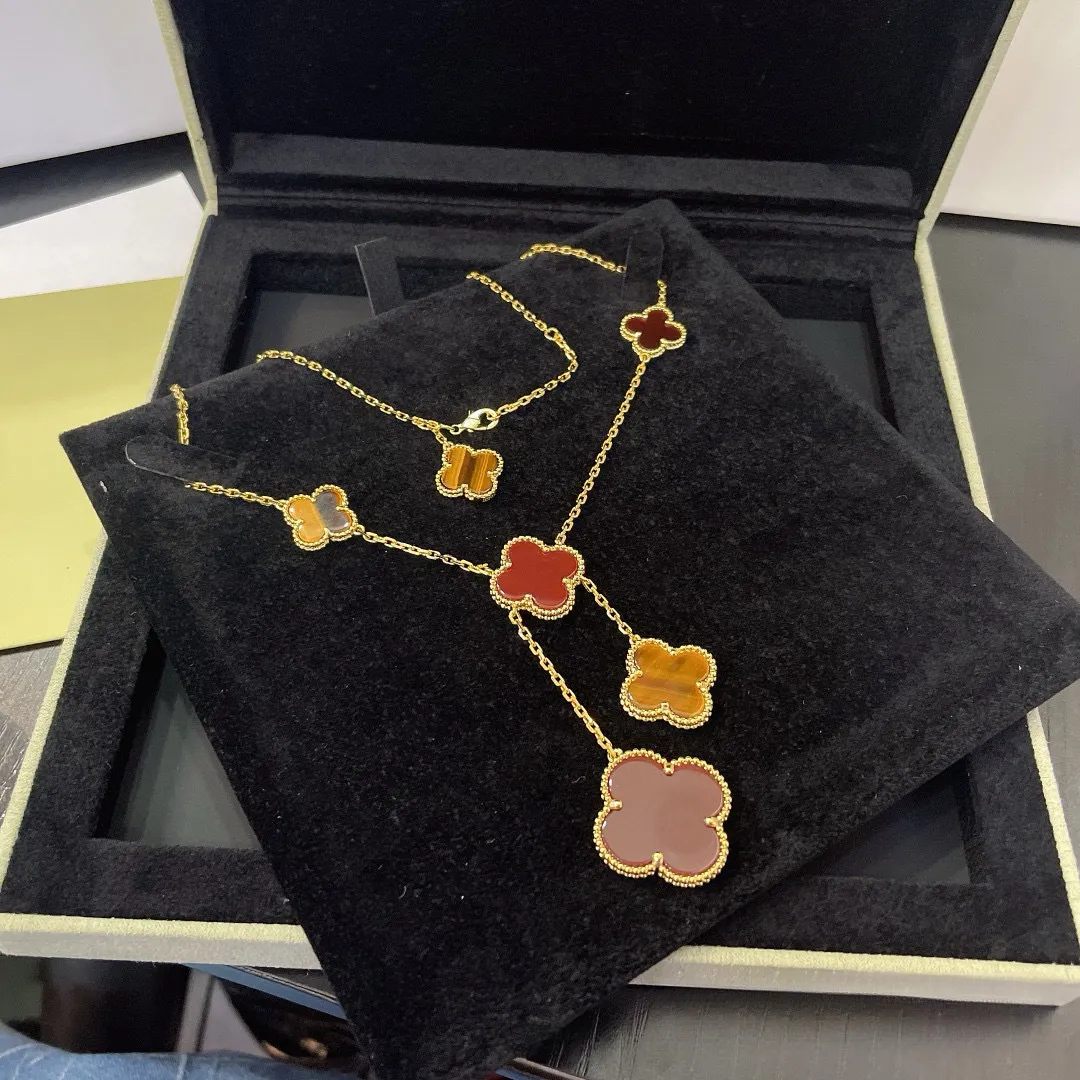 EMKOSUNG 18K Gold  Plated  6 Flowers Four Leaf Clover Necklaces for Women