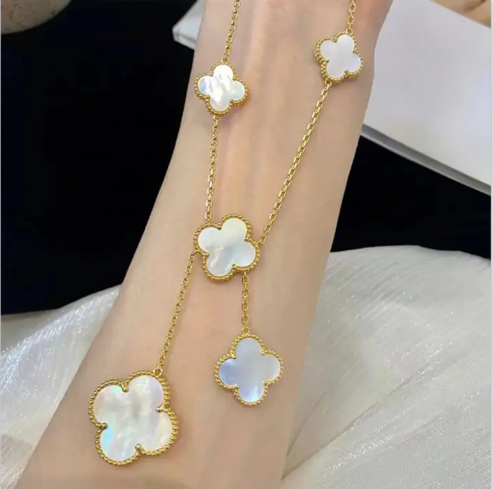 EMKOSUNG 18K Gold  Plated  6 Flowers Four Leaf Clover Necklaces for Women