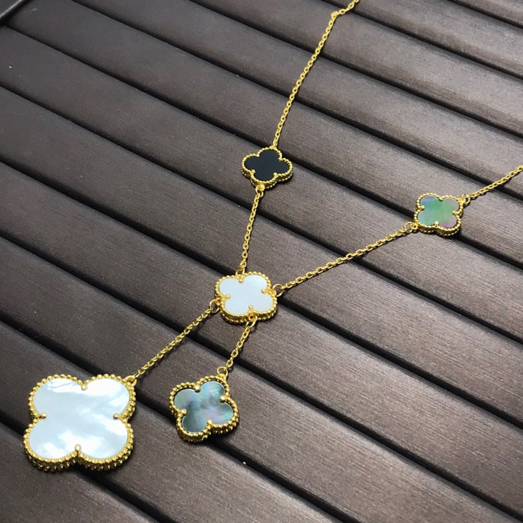 EMKOSUNG 18K Gold  Plated 6 Flowers Four Leaf Clover Necklaces for Women