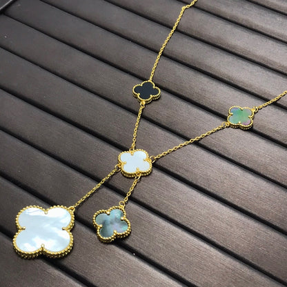 EMKOSUNG 18K Gold  Plated 6 Flowers Four Leaf Clover Necklaces for Women