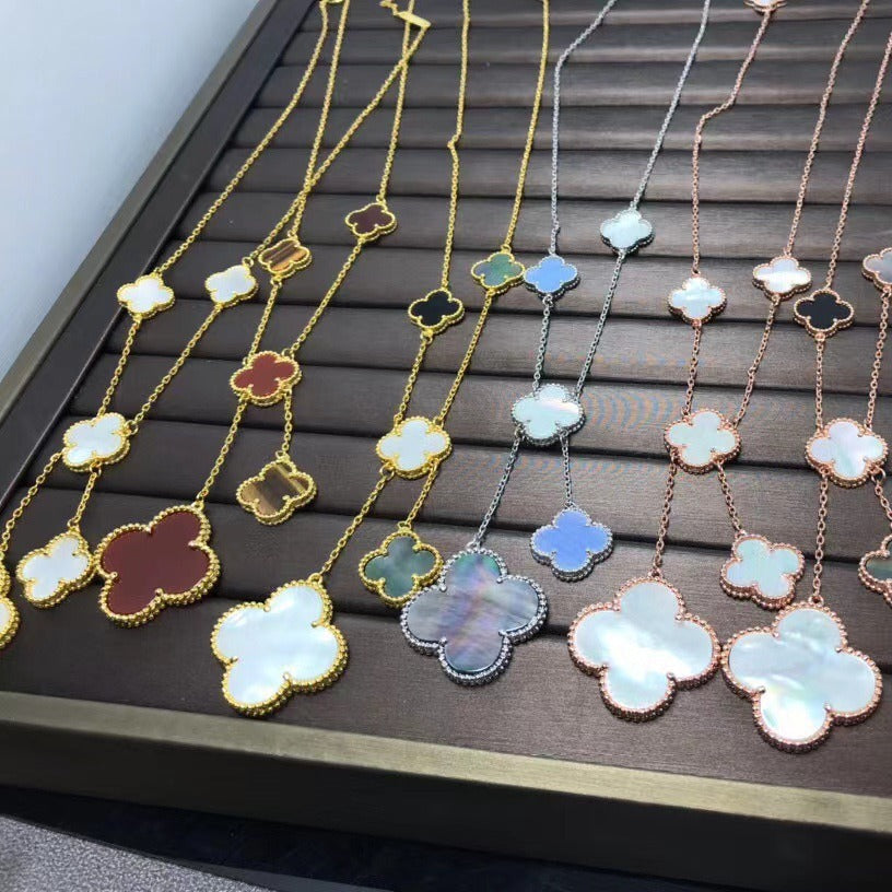 EMKOSUNG 18K Gold  Plated  6 Flowers Four Leaf Clover Necklaces for Women