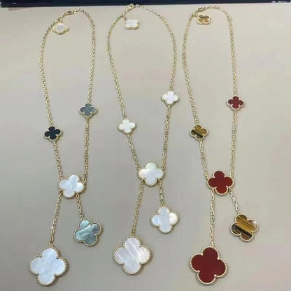 EMKOSUNG 18K Gold  Plated  6 Flowers Four Leaf Clover Necklaces for Women