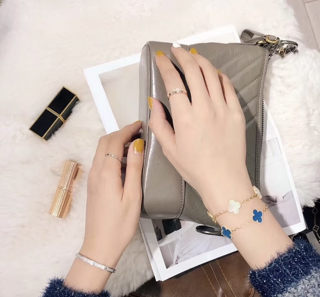 EMKOSUNG 18K Gold  Plated  Four Leaf Clover Bracelets for Women