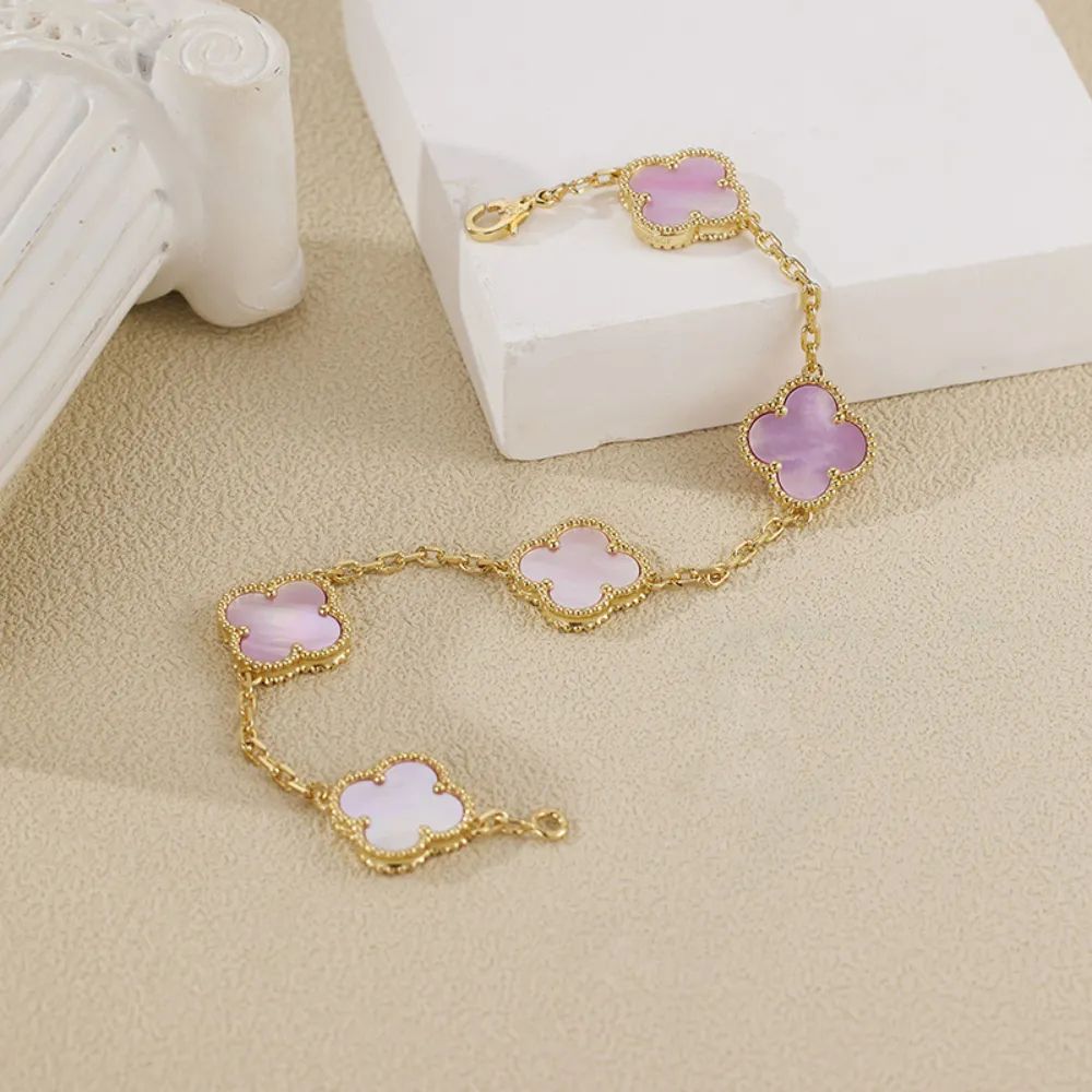 EMKOSUNG 18K Gold  Plated  Four Leaf Clover Bracelets for Women