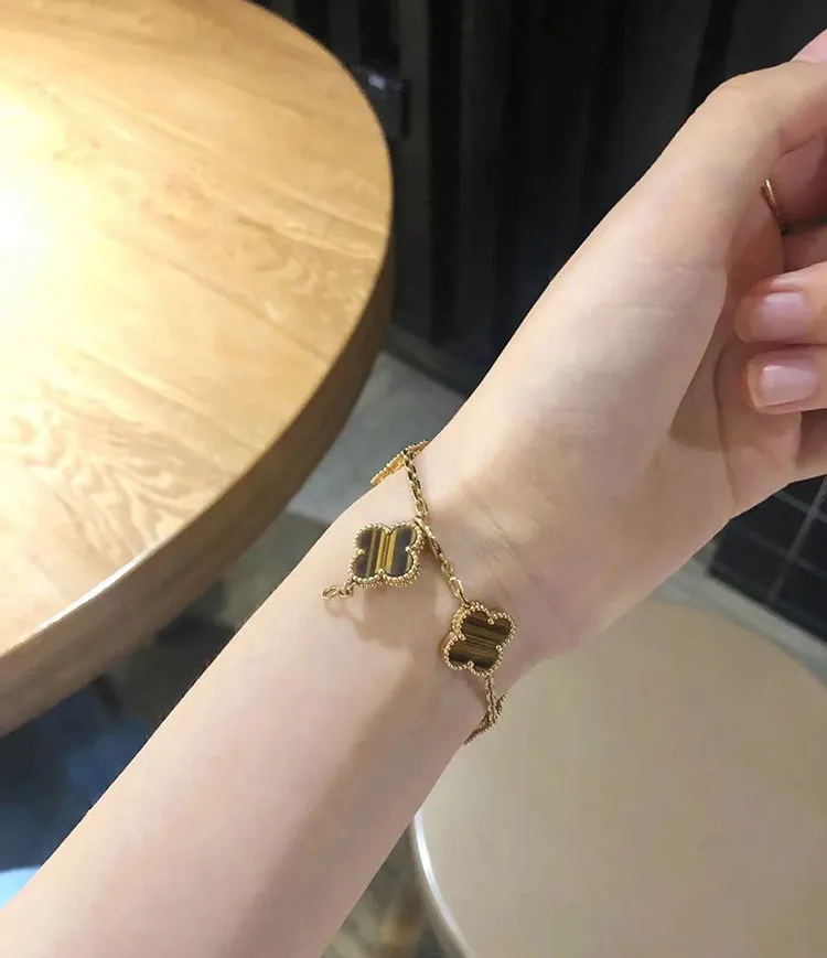 EMKOSUNG 18K Gold  Plated  Four Leaf Clover Bracelets for Women