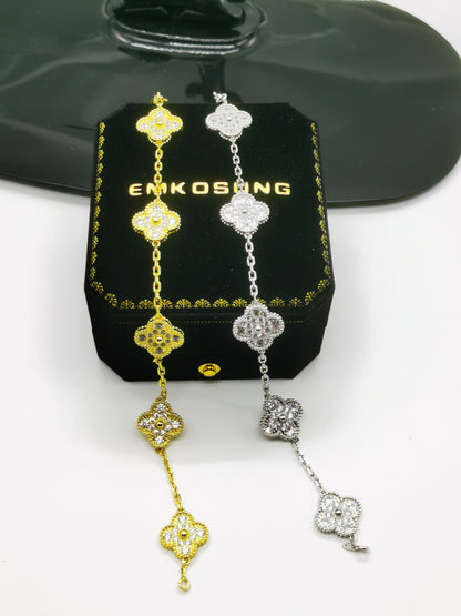 EMKOSUNG 18K Gold  Plated  Four Leaf Clover Bracelets for Women