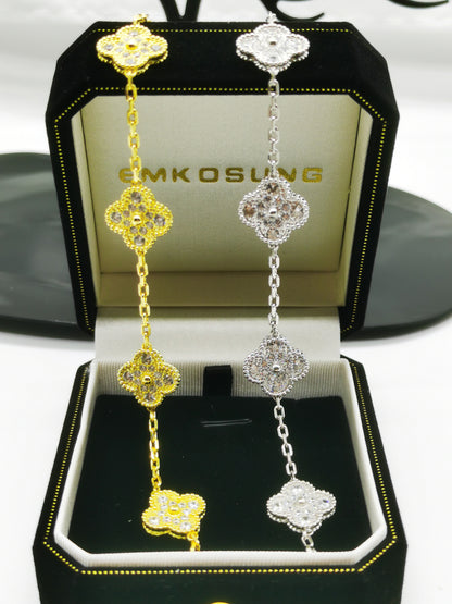 EMKOSUNG 18K Gold  Plated  Four Leaf Clover Bracelets for Women