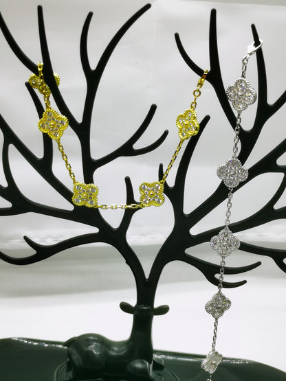 EMKOSUNG 18K Gold  Plated  Four Leaf Clover Bracelets for Women