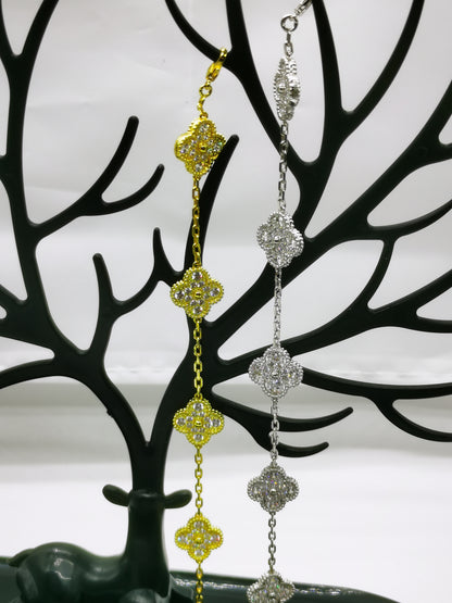 EMKOSUNG 18K Gold  Plated  Four Leaf Clover Bracelets for Women