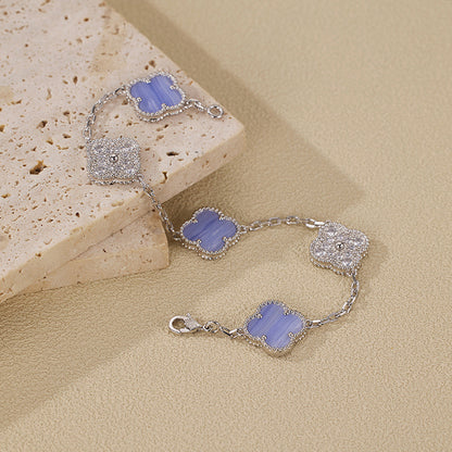 EMKOSUNG 18K Gold  Plated  Four Leaf Clover Bracelets for Women