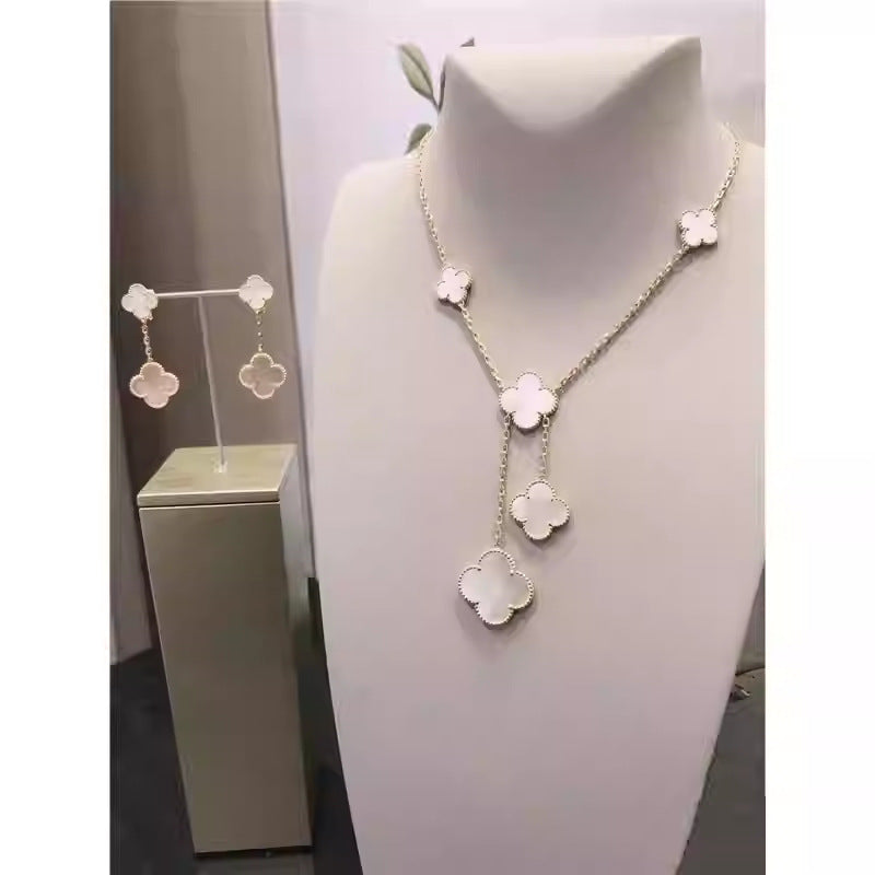 EMKOSUNG 18K Gold  Plated  6 Flowers Four Leaf Clover Necklaces for Women