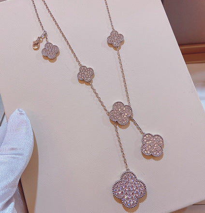 EMKOSUNG 18K Gold  Plated  6 Flowers Four Leaf Clover Necklaces for Women