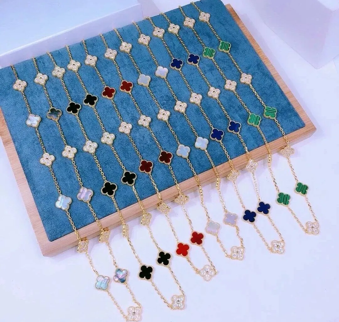 EMKOSUNG 18K Gold  Plated  10 Flowers Four Leaf Clover Necklaces for Women