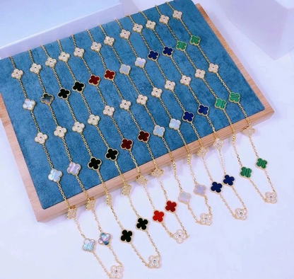 EMKOSUNG 18K Gold  Plated  10 Flowers Four Leaf Clover Necklaces for Women