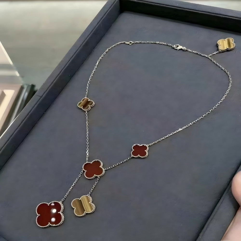 EMKOSUNG 18K Gold  Plated  6 Flowers Four Leaf Clover Necklaces for Women