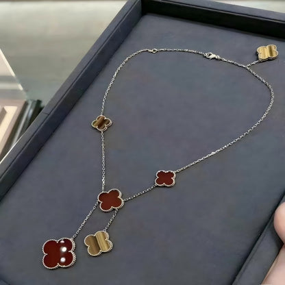 EMKOSUNG 18K Gold  Plated  6 Flowers Four Leaf Clover Necklaces for Women