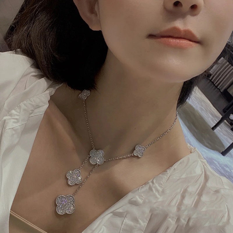 EMKOSUNG 18K Gold  Plated  6 Flowers Four Leaf Clover Necklaces for Women