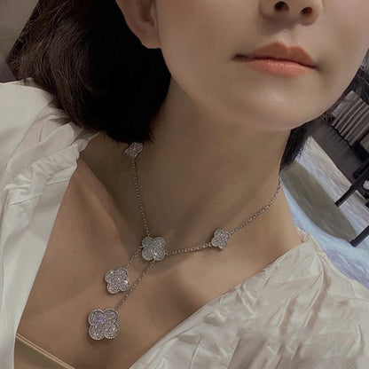 EMKOSUNG 18K Gold  Plated  6 Flowers Four Leaf Clover Necklaces for Women