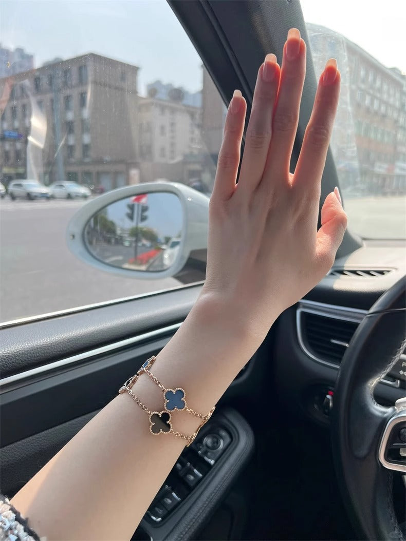 EMKOSUNG 18K Gold  Plated  Four Leaf Clover Bracelets for Women