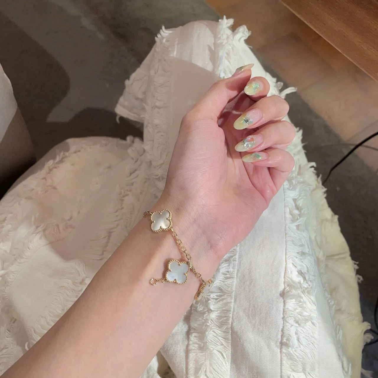 EMKOSUNG 18K Gold  Plated  Four Leaf Clover Bracelets for Women