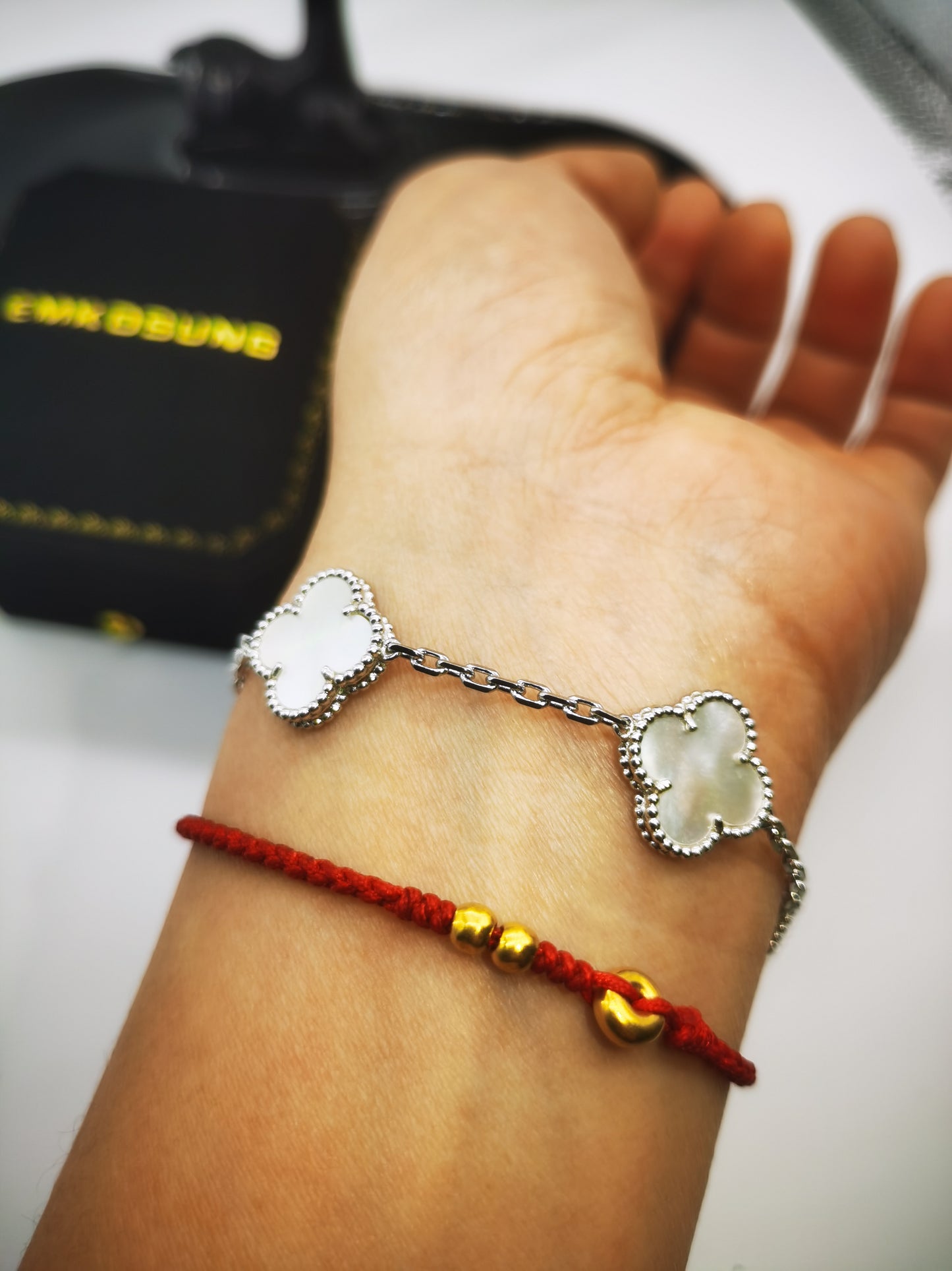 EMKOSUNG 18K Gold  Plated  Four Leaf Clover Bracelets for Women