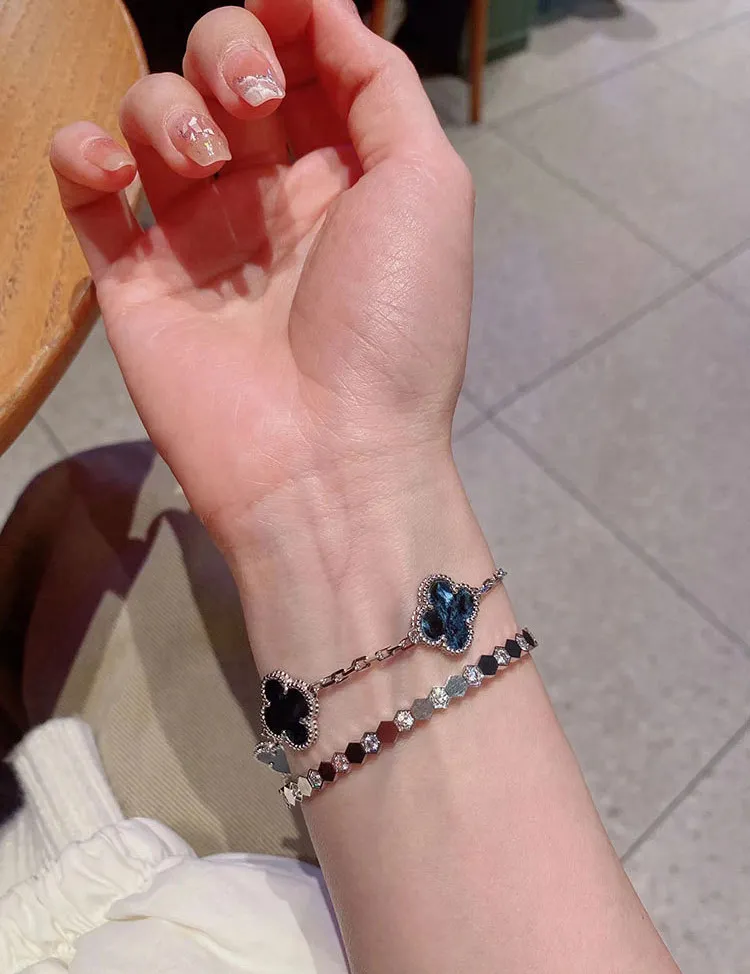 EMKOSUNG 18K Gold  Plated  Four Leaf Clover Bracelets for Women