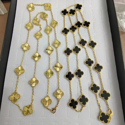 EMKOSUNG 18K Gold  Plated  20 Flowers Four Leaf Clover Necklaces for Women