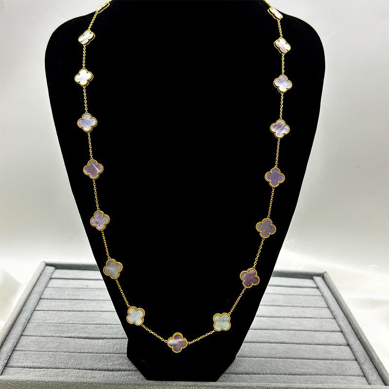 EMKOSUNG 18K Gold  Plated  20 Flowers Four Leaf Clover Necklaces for Women